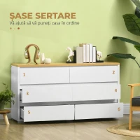HOMCOM Comodă Modernă cu 6 Sertare din PAL pentru Dormitor și Hol, 140x37x75cm(m-5)
