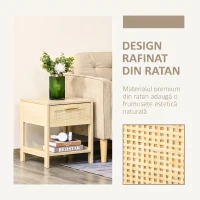HOMCOM Noptieră Modernă cu Sertar și Raft Inferior pentru Depozitare, din MDF, 40x40x48 cm, culoare Lemn(m-4)
