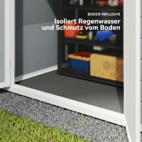 Outsunny Căsuță de Grădină cu Fereastră și Uși Duble din PP și Aluminiu, 183x134x210 cm, Gri(m-6)