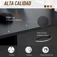 HOMCOM Secretária para Escritório com Prateleiras Abertas Gabinete Suporte para Cpu e Bandeja Removível 120x60x74 cm Preto(m-5)