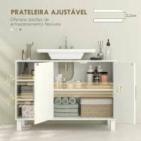 HOMCOM Móvel para Lavatório Suspenso Móvel para Casa de Banho Moderno com 2 Portas e Prateleiras Ajustáveis 90x30x63 cm Creme(m-5)