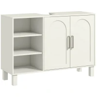 HOMCOM Móvel para Lavatório Suspenso Móvel para Casa de Banho Moderno com 2 Portas e Prateleiras Ajustáveis 90x30x63 cm Creme(m-1)