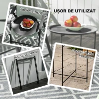 Outsunny Măsuță de grădină cu tavă detașabilă și picioare pliabile din oțel, Ø46x50 cm, negru(m-4)