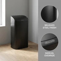 HOMCOM 48L Galvanised Steel Sensor Bin - Black(m-5)