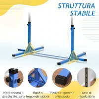 HOMCOM Sbarra per Ginnastica Artistica o Danza Classica Regolabile in Altezza 92-150 cm, Blu(m-6)