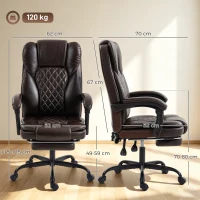 HOMCOM Executive Home Office Chair Reclining Function Footrest Computer Desk Chair High Back, Brown(m-3)