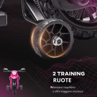 AIYAPLAY Moto elettrica per bambini, motocicletta 12V con rotelle di supporto, veicolo per bambini con clacson e suoni di avviamento, 3 km/h, Rosa(m-6)