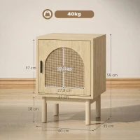 HOMCOM Rattan Bedside Table for Bedroom - Natural Wood(m-3)