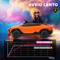 AIYAPLAY Macchina Elettrica per Bambini Licenza Lamborghini con Clacson e Telecomando, 101.5x49x43 cm, Arancione(m-7)