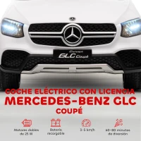 AIYAPLAY Coche Eléctrico para Niños Mercedes-Benz GLC Coupé 12V Mando a Distancia 2,4 G Motor Doble MP3 Blanco(m-4)