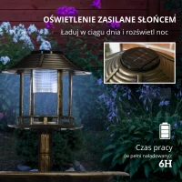 Outsunny Karmnik dla ptaków z lampą solarną, 110 cm, z podstawą kwiatową(m-5)