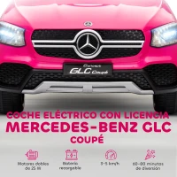 AIYAPLAY Coche Eléctrico para Niños Mercedes-Benz GLC Coupé 12V Mando a Distancia 2,4 G Motor Doble MP3 Rosa(m-4)