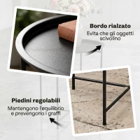 Outsunny Tavolino da Giardino con Vassoio Rimovibile e Gambe Pieghevoli in Acciaio, Ø46x50 cm, Nero(m-6)