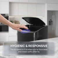 HOMCOM 48L Galvanised Steel Sensor Bin - Black(m-4)