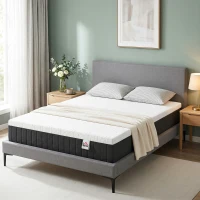 HOMCOM Matelas 140 x 190 cm, 25 cm d'épaisseur, mousse à mémoire de forme, ressorts ensachés 7 zones, fermeté moyenne(m-9)