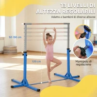 HOMCOM Sbarra per Ginnastica Artistica o Danza Classica Regolabile in Altezza 92-150 cm, Blu(m-4)