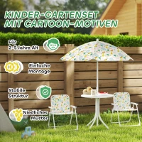 AIYAPLAY Kinder-Sitzecke, Klappstuhl-Sitz-Set mit Sonnenschirm, Buntes Muster, Weiß(m-7)