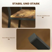 HOMCOM Lot de 2 tabourets de bar, chaises de bar, assise 72,5H cm, dossier et repose-pieds, pieds en métal, brun rustique(m-6)