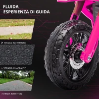 AIYAPLAY Moto elettrica per bambini, motocicletta 12V con rotelle di supporto, veicolo per bambini con clacson e suoni di avviamento, 3 km/h, Rosa(m-4)