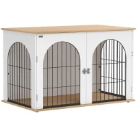 PawHut Dog Crate Furniture, Indoor Dog Cage with Double Doors for Large Breeds, Pet Kennel End Side Table(m-1)