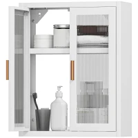HOMCOM Armario de Baño de Pared Mueble de Baño Colgante Moderno con Estante Ajustable Puertas de Acrílico Blanco(m-10)