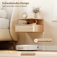 HOMCOM Set de 2 noptiere moderne suspendate pentru dormitor cu sertar și raft din lemn 35x32x22,5cm, stejar(m-7)