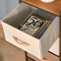 HOMCOM Comodă pentru Dormitor cu 4 Sertare Pliabile, Blat Superior din Lemn și Cadru Metalic, 31x29x99 cm, Multicolor(m-9)