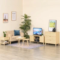 HOMCOM Noptieră Modernă cu Sertar și Raft Inferior pentru Depozitare, din MDF, 40x40x48 cm, culoare Lemn(m-8)