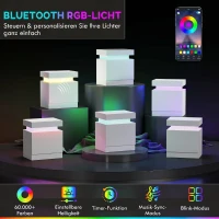 HOMCOM Noptieră cu lumină LED RGB, 2 sertare, 4 moduri de iluminare și 16 culori, din lemn, 45x35x52 cm, Alb(m-8)