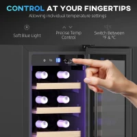 HOMCOM 19 Bottle 5-18℃ Wooden Rack Wine Fridge - Black(m-7)