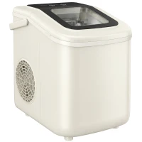 HOMCOM Draagbare ijsblokjesmachine met zelfreiniging, ijschep & mand, 12 kg/24 uur, Beige(m-10)