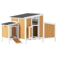 PawHut Gallinero para Exterior de Madera 145x90x92 cm para 2-4 Gallinas con Nido Casa Lateral Bandeja Extraíble Amarillo(m-10)