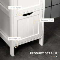HOMCOM Narrow Floor Cabinet, Bathroom Cabinet with 3 Drawers and 2 Open Shelves, 30W x 30D x 141.6Hcm, White(m-5)