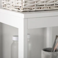 HOMCOM Narrow Floor Cabinet, Bathroom Cabinet with 3 Drawers and 2 Open Shelves, 30W x 30D x 141.6Hcm, White(m-9)