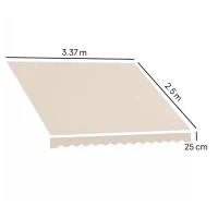 Outsunny Prelată de Schimb pentru Copertină Retractabilă, din Poliester UV 50+, 3,5x2,5 m, Crem(m-3)