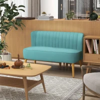 HOMCOM Sofa Retrodesign 2-Sitzer-Sofa, Holzbeine, 117 cm x 56,5 cm x 77 cm, Grün(m-2)