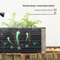 Outsunny podwyższona grządka ze stali, 183 cm x 47 cm x 40 cm(m-5)