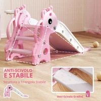 AIYAPLAY Scivolo bambini 3-in-1 a forma di giraffa con canestro e pallone, 106×51,5×52 cm, Rosa(m-7)