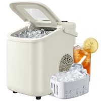 HOMCOM Draagbare ijsblokjesmachine met zelfreiniging, ijschep & mand, 12 kg/24 uur, Beige(m-11)
