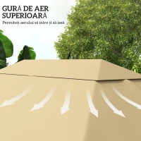 Outsunny Acoperiș de Schimb pentru Foișor 4x3 m Anti UV din Poliester cu Deschidere pentru Ventilație, Cachi(m-5)