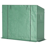 Outsunny Mini-Gewächshaus, Anlehn-Gewächshaus mit Rolltür und Netzfenstern, UV-beständig, für Blumen, Setzlinge, Pflanzen, Grün(m-10)