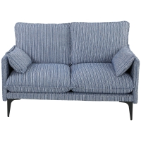 HOMCOM Canapé 2 places en tissu effet lin respirant avec rembourrage épais, 2 coussins, accoudoirs, pour salon, Bleu