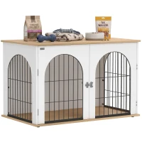 PawHut Dog Crate Furniture, Indoor Dog Cage with Double Doors for Large Breeds, Pet Kennel End Side Table(m-10)