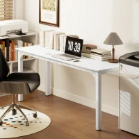 HOMCOM Schreibtisch, 180 cm Computertisch mit großer Platte für 2 Personen, für Homeoffice oder Studium, weiß(m-6)