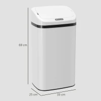 HOMCOM 48L Stainless Steel Sensor Bin - White(m-3)