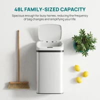 HOMCOM 48L Stainless Steel Sensor Bin - White(m-7)