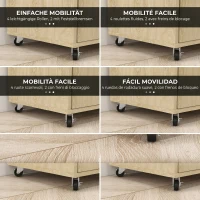 HOMCOM Carrito de Cocina con Ruedas 2 Puertas Estante Ajustable Especieros para Comedor 75x40x80,5 cm Natural(m-7)