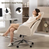 HOMCOM Bürostuhl mit verstellbarer Kopfstütze, ergonomischer Schreibtischstuhl, Kippfunktion, höhenverstellbar, Grauweiß(m-6)