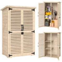 Outsunny Caseta de Jardín de Madera 75x50x118 cm Armario para Almacenaje de Herramientas con 2 Estantes y 2 Puertas Natural(m-10)