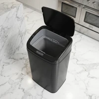 HOMCOM 48L Galvanised Steel Sensor Bin - Black(m-9)